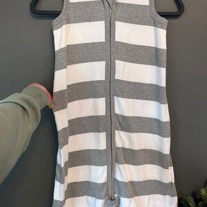 Burt's Bees Baby Gray and White Striped Sleeveless Sleep Suit Blanket